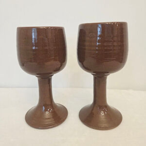Brown Ceramic Goblets Drinkware Set of 2